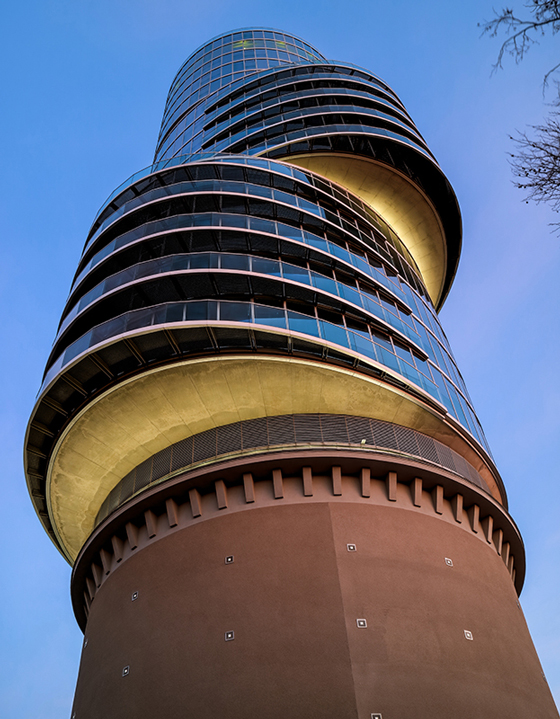 New office tower that was built in 2013 on a former World War II bunker.