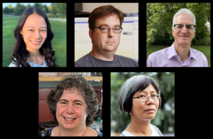 Headshots of the 5 elected members of the GSA Board of Directors on a black background.